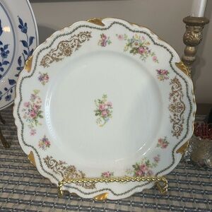 Haviland Limoges France Gold Rim Floral Garland Plate Stamped